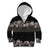 Hawaiian Tropical Flowers and Tribal Polynesian Tattoo Kid Hoodie Grayscale Mode