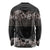 Hawaiian Tropical Flowers and Tribal Polynesian Tattoo Long Sleeve Shirt Grayscale Mode