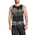 Hawaiian Tropical Flowers and Tribal Polynesian Tattoo Men Tank Top Grayscale Mode