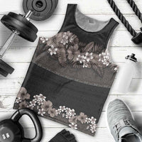Hawaiian Tropical Flowers and Tribal Polynesian Tattoo Men Tank Top Grayscale Mode LT03 - Polynesian Pride