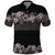 Hawaiian Tropical Flowers and Tribal Polynesian Tattoo Polo Shirt Grayscale Mode