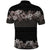 Hawaiian Tropical Flowers and Tribal Polynesian Tattoo Polo Shirt Grayscale Mode