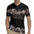 Hawaiian Tropical Flowers and Tribal Polynesian Tattoo Rugby Jersey Grayscale Mode