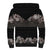 Hawaiian Tropical Flowers and Tribal Polynesian Tattoo Sherpa Hoodie Grayscale Mode