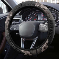Hawaiian Tropical Flowers and Tribal Polynesian Tattoo Steering Wheel Cover Grayscale Mode LT03 - Polynesian Pride