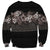 Hawaiian Tropical Flowers and Tribal Polynesian Tattoo Sweatshirt Grayscale Mode