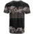 Hawaiian Tropical Flowers and Tribal Polynesian Tattoo T Shirt Grayscale Mode