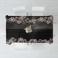 Hawaiian Tropical Flowers and Tribal Polynesian Tattoo Tablecloth Grayscale Mode LT03 Black - Polynesian Pride