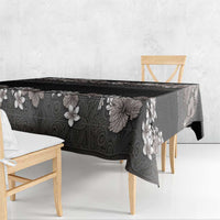 Hawaiian Tropical Flowers and Tribal Polynesian Tattoo Tablecloth Grayscale Mode LT03 - Polynesian Pride