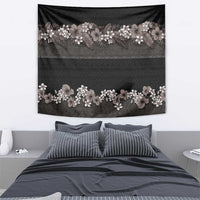 Hawaiian Tropical Flowers and Tribal Polynesian Tattoo Tapestry Grayscale Mode LT03 - Polynesian Pride