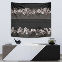 Hawaiian Tropical Flowers and Tribal Polynesian Tattoo Tapestry Grayscale Mode LT03 - Polynesian Pride