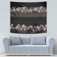 Hawaiian Tropical Flowers and Tribal Polynesian Tattoo Tapestry Grayscale Mode LT03 - Polynesian Pride
