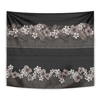 Hawaiian Tropical Flowers and Tribal Polynesian Tattoo Tapestry Grayscale Mode LT03 - Polynesian Pride