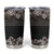 Hawaiian Tropical Flowers and Tribal Polynesian Tattoo Tumbler Cup Grayscale Mode