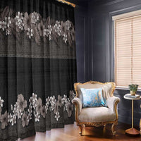 Hawaiian Tropical Flowers and Tribal Polynesian Tattoo Window Curtain Grayscale Mode LT03 - Polynesian Pride
