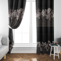 Hawaiian Tropical Flowers and Tribal Polynesian Tattoo Window Curtain Grayscale Mode LT03 - Polynesian Pride