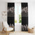 Hawaiian Tropical Flowers and Tribal Polynesian Tattoo Window Curtain Grayscale Mode