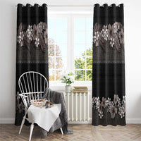 Hawaiian Tropical Flowers and Tribal Polynesian Tattoo Window Curtain Grayscale Mode LT03 - Polynesian Pride