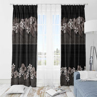Hawaiian Tropical Flowers and Tribal Polynesian Tattoo Window Curtain Grayscale Mode LT03 - Polynesian Pride