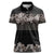 Hawaiian Tropical Flowers and Tribal Polynesian Tattoo Women Polo Shirt Grayscale Mode