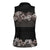 Hawaiian Tropical Flowers and Tribal Polynesian Tattoo Women Sleeveless Polo Shirt Grayscale Mode