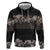 Hawaiian Tropical Flowers and Tribal Polynesian Tattoo Zip Hoodie Grayscale Mode