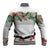 Hawaiian Tropical Flowers and Tribal Polynesian Tattoo Baseball Jacket White Color