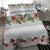 Hawaiian Tropical Flowers and Tribal Polynesian Tattoo Bedding Set White Color