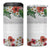 Hawaiian Tropical Flowers and Tribal Polynesian Tattoo 4 in 1 Can Cooler Tumbler White Color