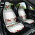 Hawaiian Tropical Flowers and Tribal Polynesian Tattoo Car Seat Cover White Color