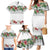 Hawaiian Tropical Flowers and Tribal Polynesian Tattoo Family Matching Mermaid Dress and Hawaiian Shirt White Color