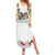 Hawaiian Tropical Flowers and Tribal Polynesian Tattoo Family Matching Summer Maxi Dress and Hawaiian Shirt White Color