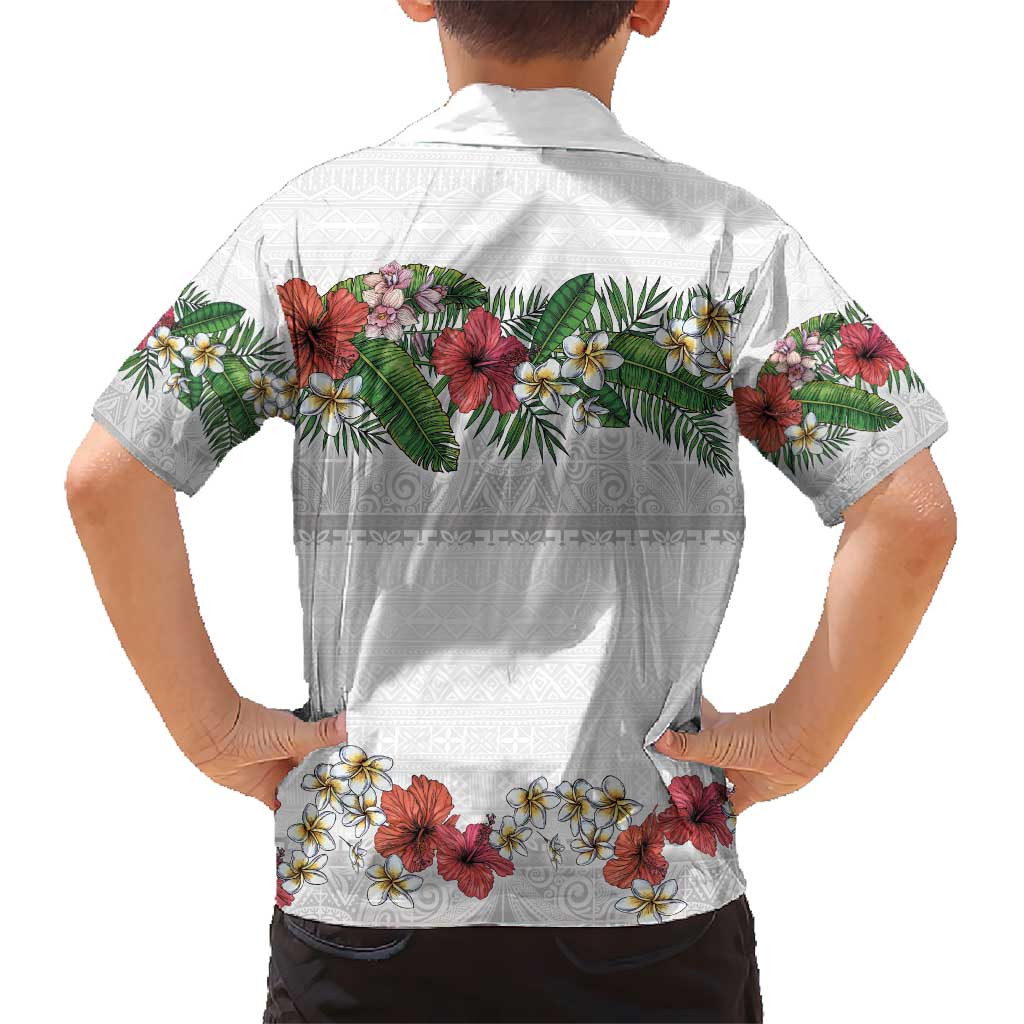 Hawaiian Tropical Flowers and Tribal Polynesian Tattoo Hawaiian Shirt White Color LT03 - Polynesian Pride