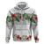 Hawaiian Tropical Flowers and Tribal Polynesian Tattoo Hoodie White Color