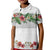 Hawaiian Tropical Flowers and Tribal Polynesian Tattoo Kid Polo Shirt White Color