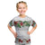 Hawaiian Tropical Flowers and Tribal Polynesian Tattoo Kid T Shirt White Color