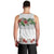 Hawaiian Tropical Flowers and Tribal Polynesian Tattoo Men Tank Top White Color