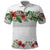 Hawaiian Tropical Flowers and Tribal Polynesian Tattoo Polo Shirt White Color