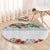 Hawaiian Tropical Flowers and Tribal Polynesian Tattoo Round Carpet White Color