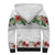 Hawaiian Tropical Flowers and Tribal Polynesian Tattoo Sherpa Hoodie White Color