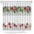 Hawaiian Tropical Flowers and Tribal Polynesian Tattoo Shower Curtain White Color