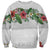 Hawaiian Tropical Flowers and Tribal Polynesian Tattoo Sweatshirt White Color