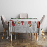 Hawaiian Tropical Flowers and Tribal Polynesian Tattoo Tablecloth White Color LT03 - Polynesian Pride