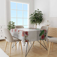 Hawaiian Tropical Flowers and Tribal Polynesian Tattoo Tablecloth White Color LT03 - Polynesian Pride