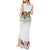 Hawaiian Tropical Flowers and Tribal Polynesian Tattoo Tank Maxi Dress White Color