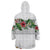 Hawaiian Tropical Flowers and Tribal Polynesian Tattoo Wearable Blanket Hoodie White Color