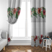 Hawaiian Tropical Flowers and Tribal Polynesian Tattoo Window Curtain White Color LT03 - Polynesian Pride