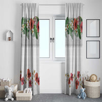 Hawaiian Tropical Flowers and Tribal Polynesian Tattoo Window Curtain White Color LT03 - Polynesian Pride