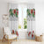 Hawaiian Tropical Flowers and Tribal Polynesian Tattoo Window Curtain White Color