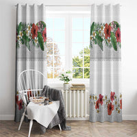 Hawaiian Tropical Flowers and Tribal Polynesian Tattoo Window Curtain White Color LT03 - Polynesian Pride